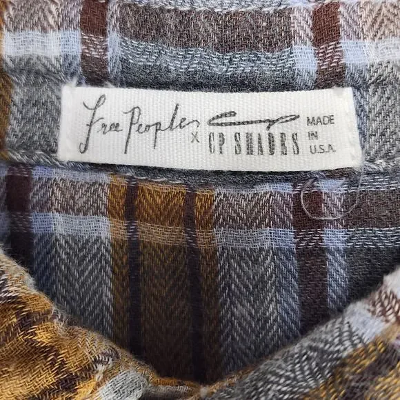 Free People x CP Shades Y2K Plaid Flannel Shirt L USA Cotton L - Picture 6 of 11